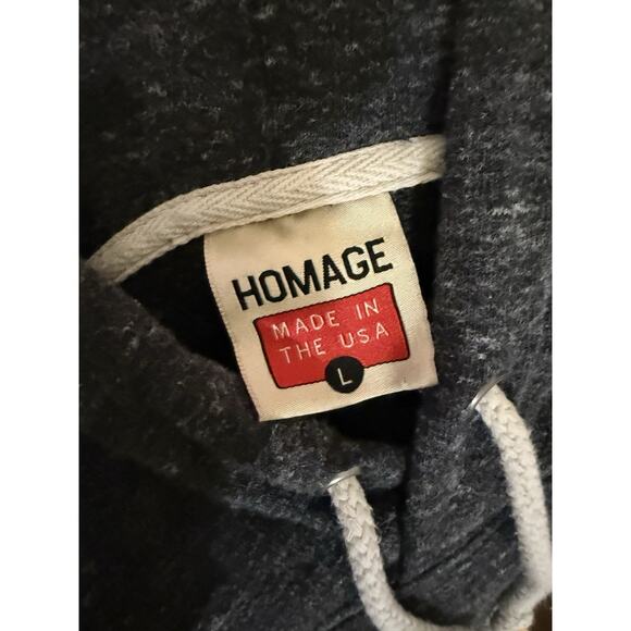 Homage Ohio Hoodie Men’s L Heather Gray Gold Script Made in USA Pullover - Picture 4 of 5